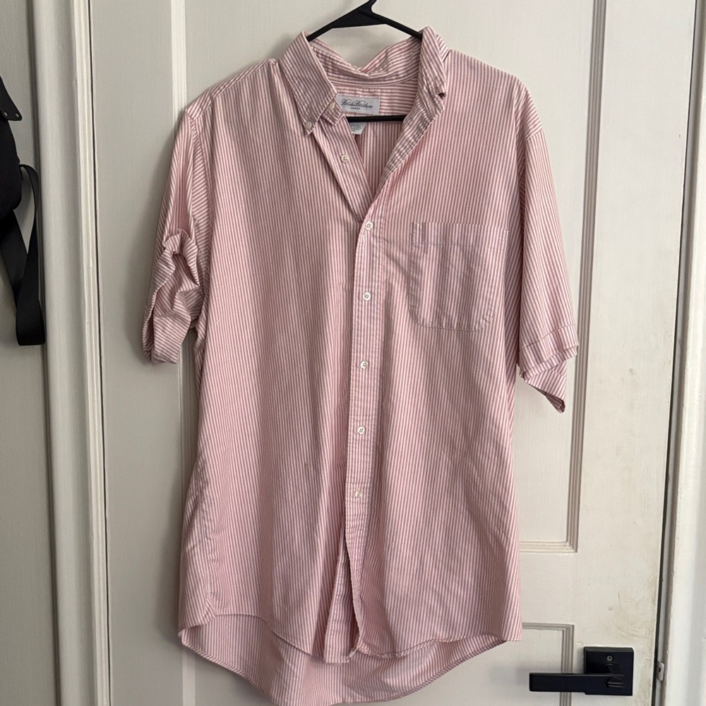 Brooks Brothers Pink and White Striped Casual Shirt